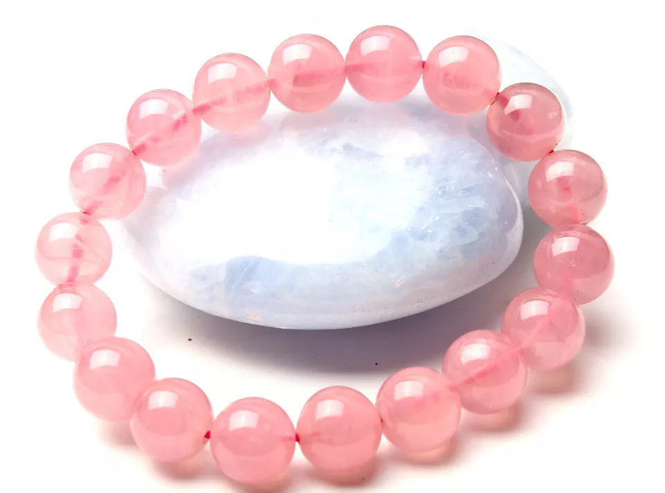 11 mm Natural Madagascar Rose Quartz Crystal Round Beads Madam Gift Bracelet