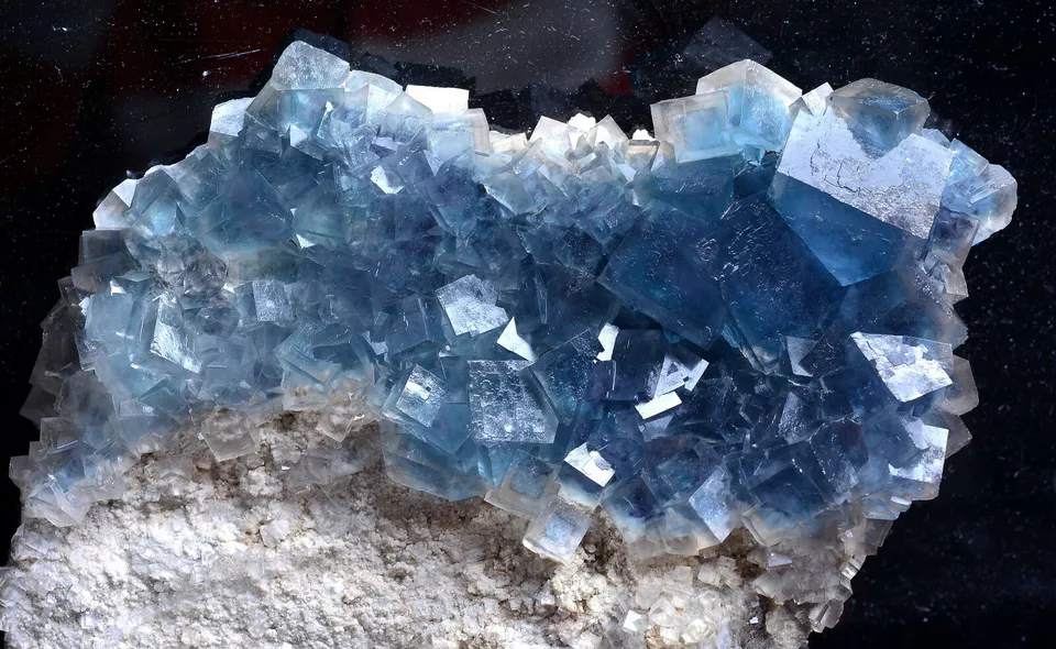 1303.g New Find Transparent Blue Cube Fluorite Crystal Cluster Mineral Specimen