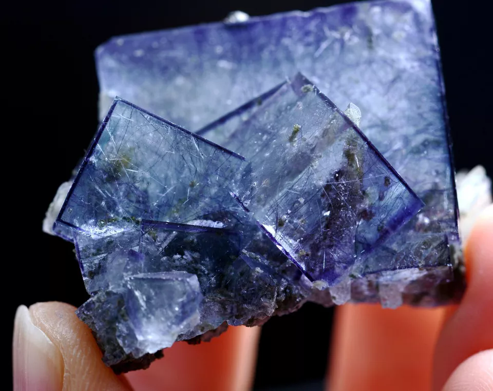 56g Natural Bismuthinite Purple FLUORITE & Pyrite Mineral Specimen/ Yaogangxian