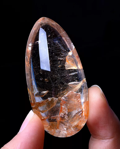 Natural Clear Gold Rutilated "Stone Inside Stone"Quartz Crystal Pendant 41.57g