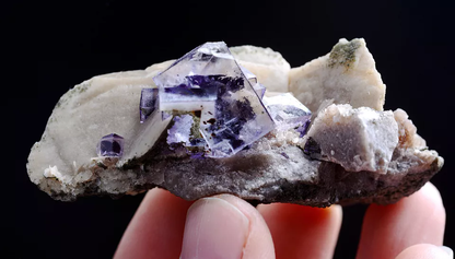 56g Natural  Clear Purple Fluorite Calcite Mineral Specimen / Yaogangxian China