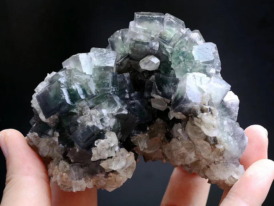 Natural Window Green Fluorite & Pink Fluorescent Calcite Mineral Specimen 331g