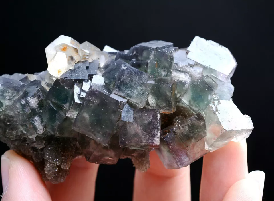 79g NATURAL Green Cubic FLUORITE & Pink Fluorescence Calcite Mineral  Specimen