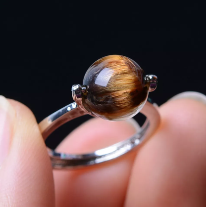 14.35ct Natural Gold Rutilated Quartz Crystal Men And Women Cure Powerful  Ring