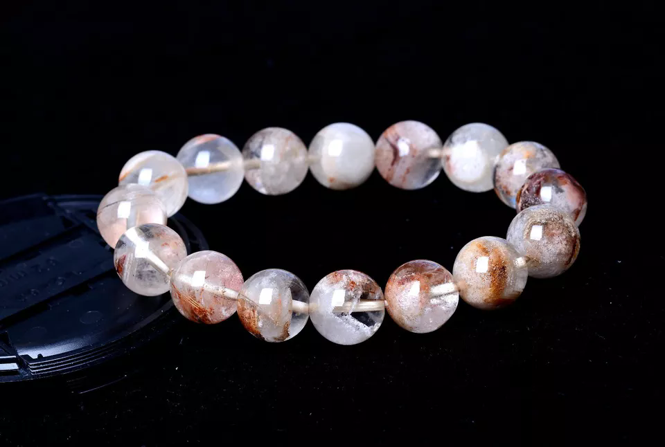 Natural Colorful Ghost Phantom Quartz Crystal Cure Jewelry Men Bracelet 13.5mm