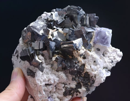 665g Natural Arsenopyrite & Purple Fluorite Mineral Specimen /Yaogangxian China