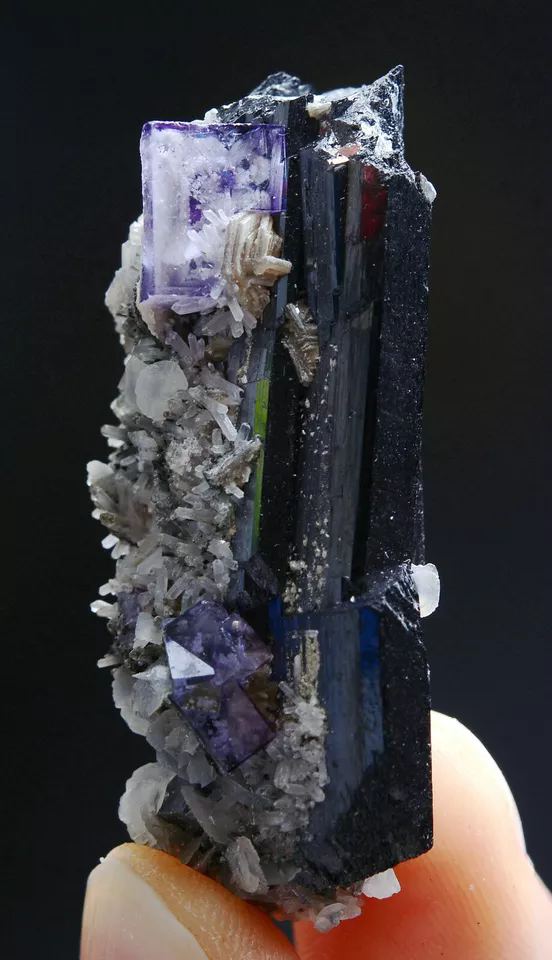 35gNatural Purple Fluorite Wolframite Crystal Mineral Specimen/YaogangxianChina