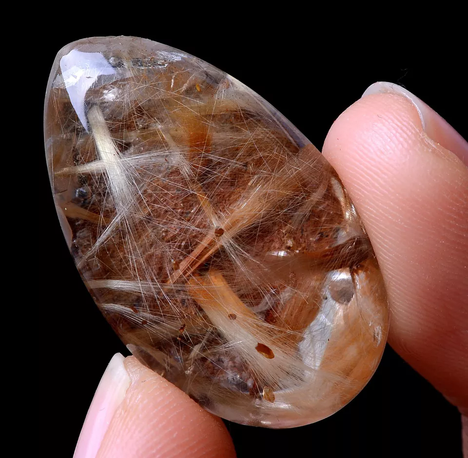 41.60ct Natural Gold Rutilated Quartz Crystal Woman Men Cure Powerful  Pendant