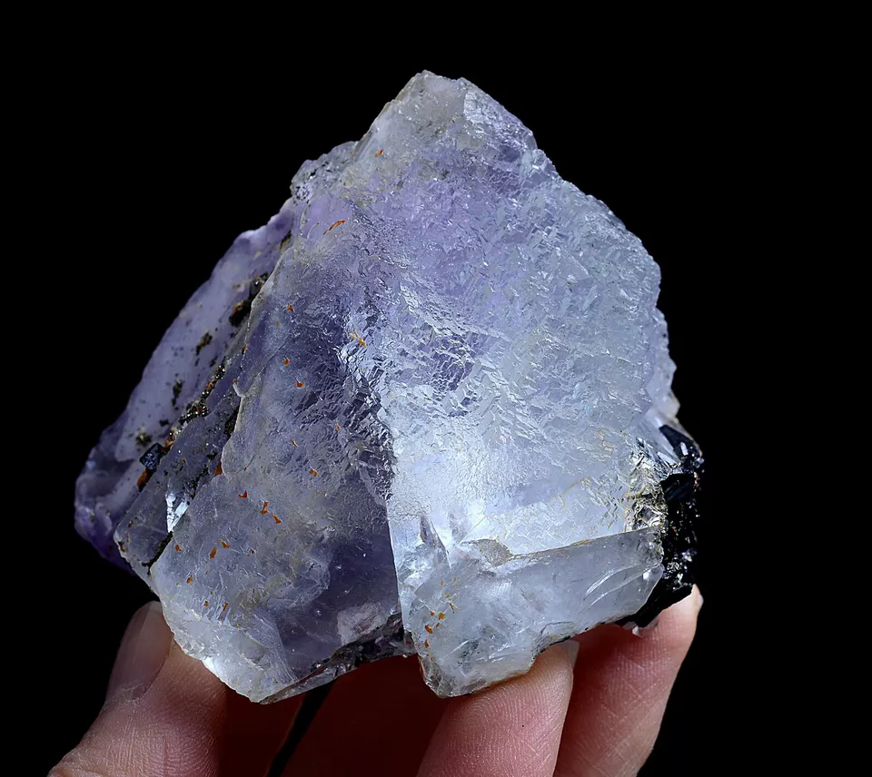 201g Natural Purple FLUORITE & Pyrite Wolframite Mineral Specimen/ Yaogang  xian