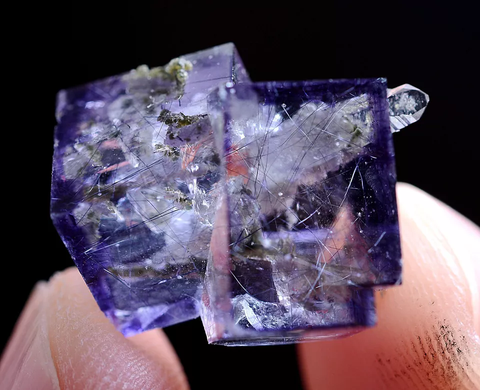 3.5gNatural Bismuthinite Purple FLUORITE  Crystal Mineral Specimen/ Yaogangxian