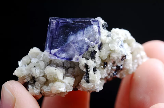 21gNatural Window Purple Fluorite Wolframite Mineral Specimen/Yaogangxian China