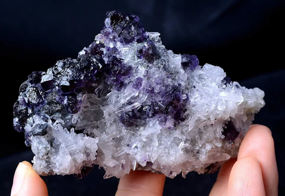 173g Inner Mongolia RARE PURPLE FLUORITE & CRYSTAL SYMBIOTIC MINERAL  SPECIMEN