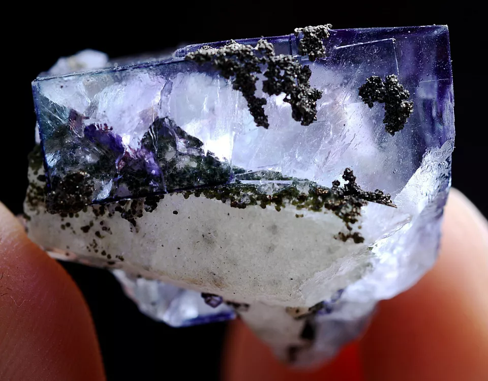 20g Natura Clear Purple FLUORITE & Pyrite Mineral Specimen/Yaogangxian China