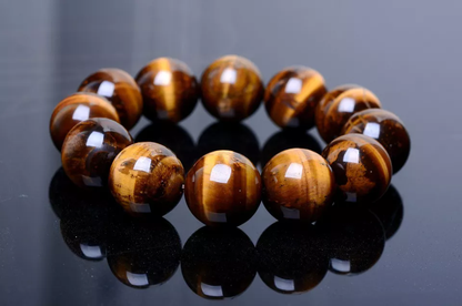 18mm Natural Brazil Yellow Tiger's Eye Men Gemstone Round Beads Men Bracelet