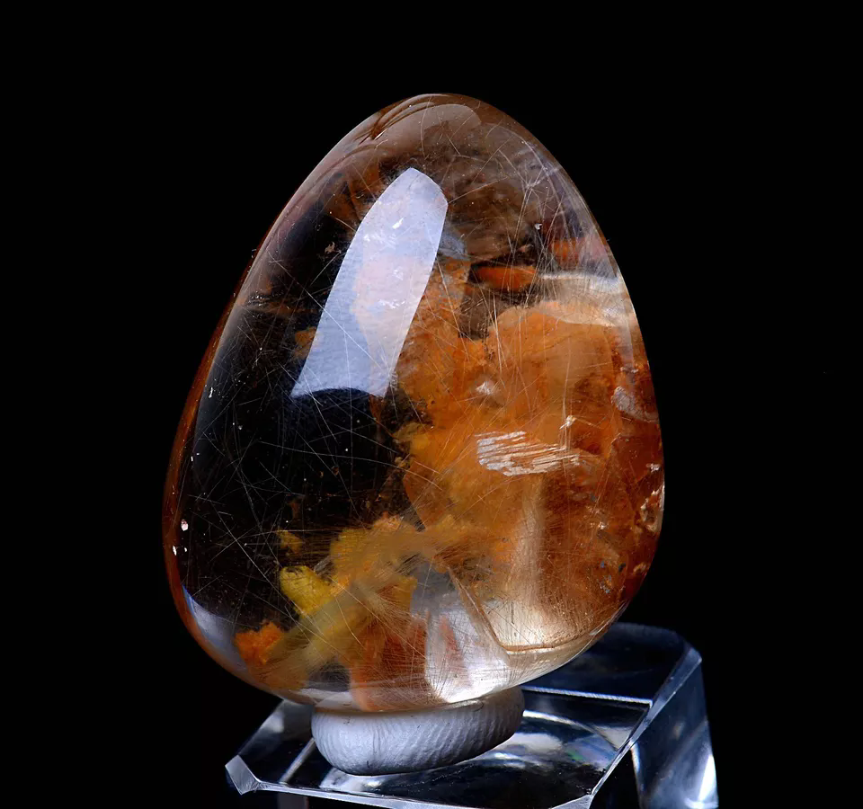 32g Natural Gold Rutilated "Stone Inside Stone"Quartz Crystal Pendant Healing