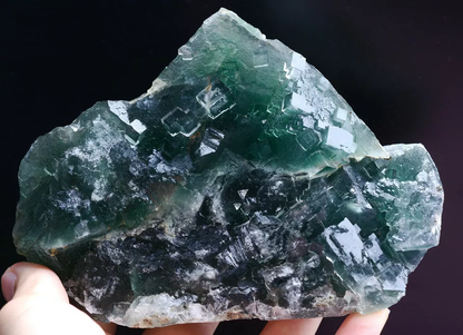 899.0g NATURAL Clear Green Cubic FLUORITE Crystal Cluster Mineral Specimen China