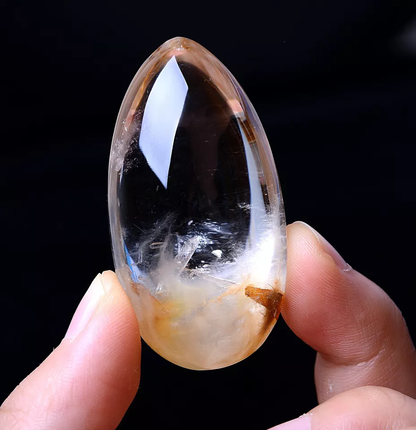 39.07g Natural Clear Rutilated "Stone Inside Stone"Quartz Crystal Pendant