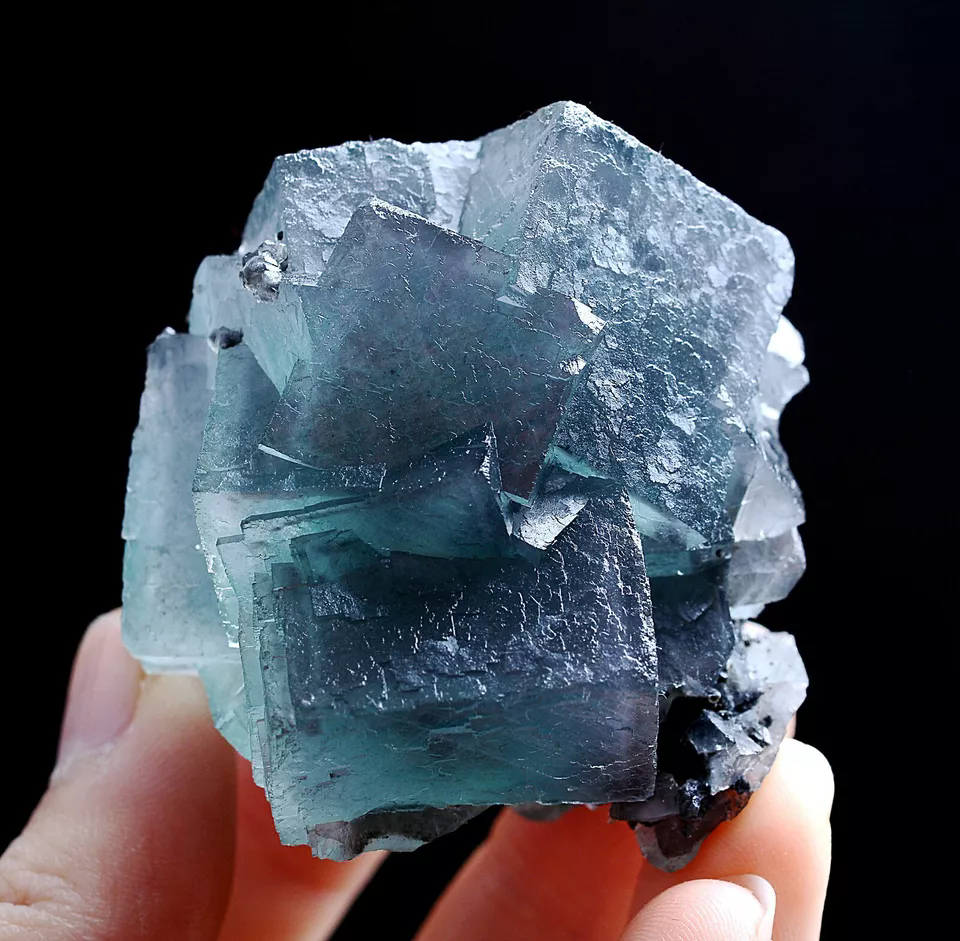 186gNatural Phantom Window Green Purple Cubic Fluorite CLUSTER Mineral Specimen